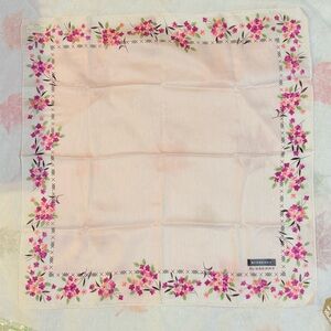Burberry White and Pink Floral Handkerchief cotton scarf